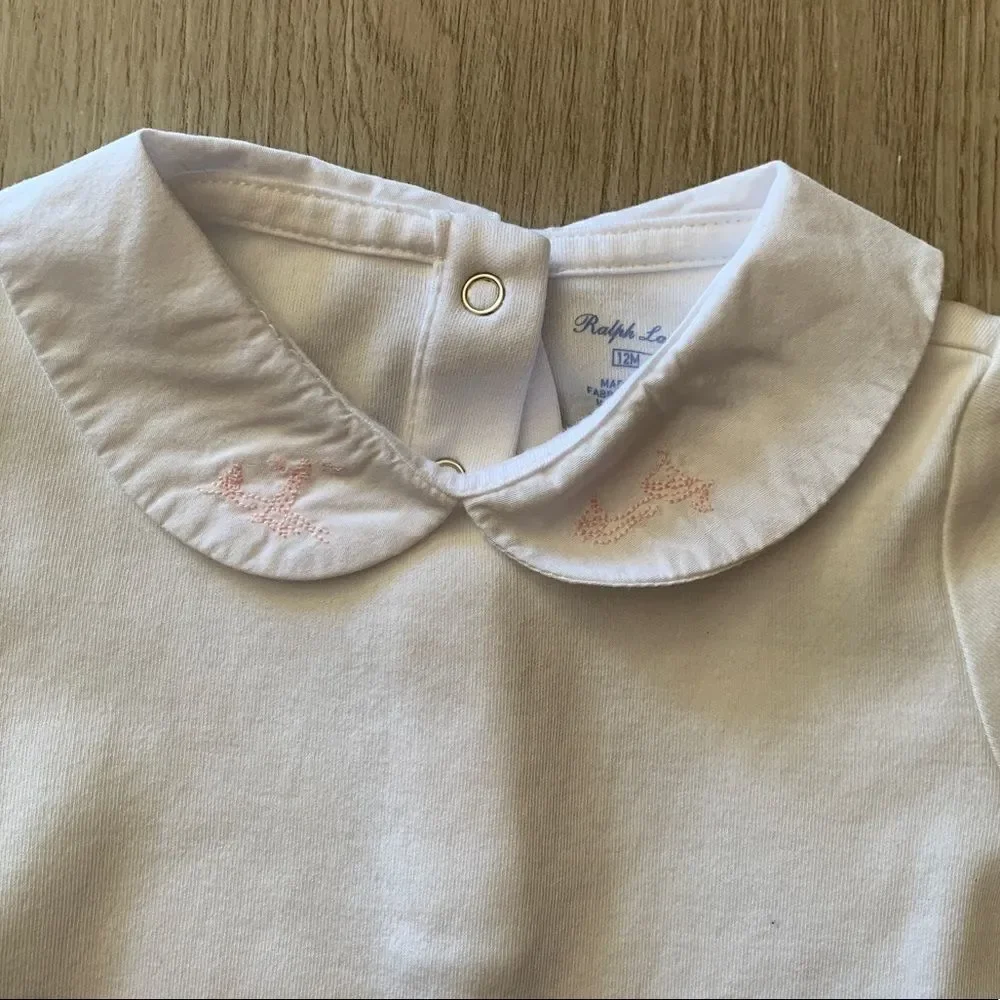RALPH LAUREN | White | Baby Girl Collar Bodysuit